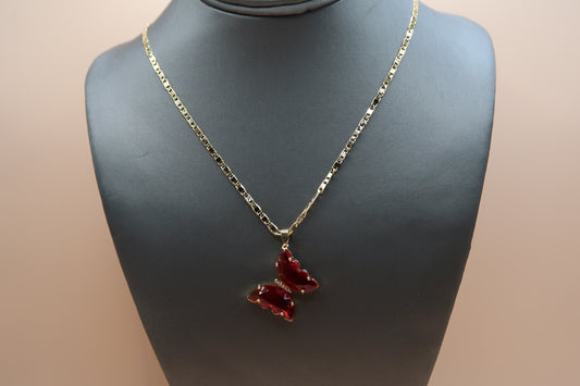 Red diamond Butterfly Necklace