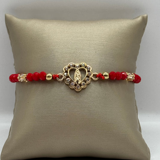 Heart Virgin de Guadalupe red & gold
