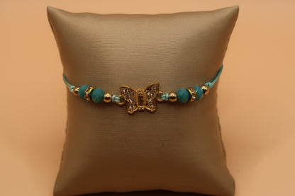 Virgin De Guadalupe Aqua Blue Butterfly Evil Eye Bracelet