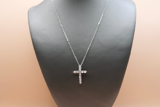 Medium crystal diamonds cross necklace