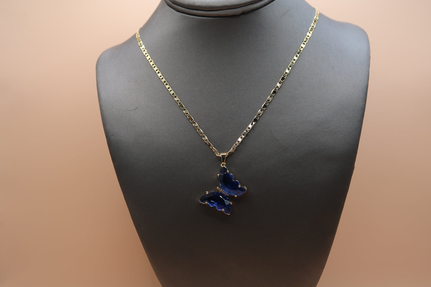 Blue butterfly necklace