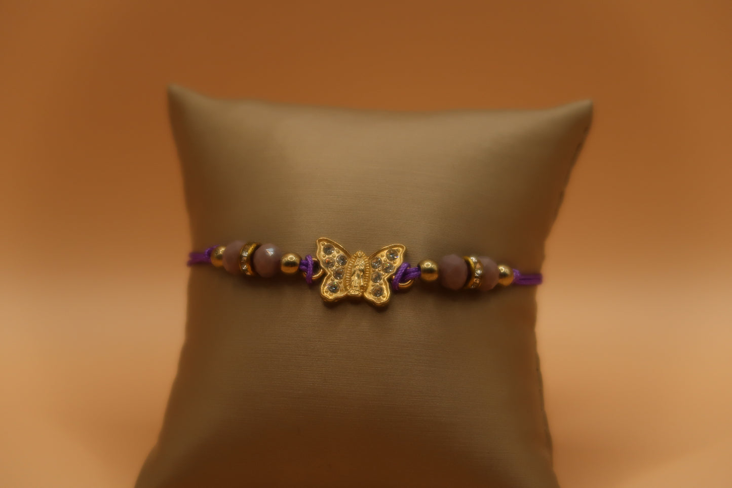 Virgin De Guadalupe Purple Butterfly Evil Eye Bracelet