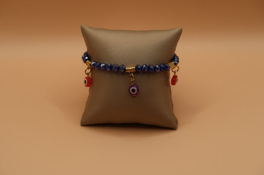 Blue Holographic Multi Color Evil Eye Bracelet