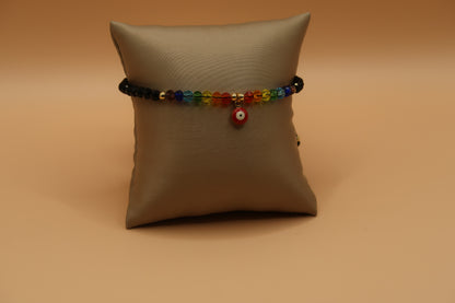 Black evil eye Rainbow Sparkle bracelet