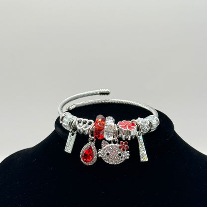 HK Red & Silver Charm Bracelet