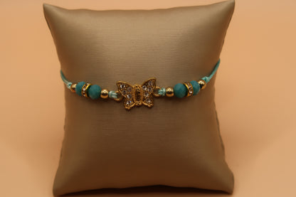 Virgin De Guadalupe Aqua Blue Butterfly Evil Eye Bracelet