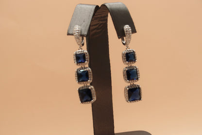 Diamond Blue Dangling Earrings