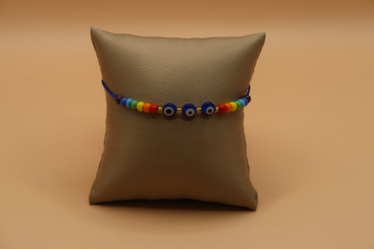 3 Blue Rainbow Color Evil Eye Bracelet