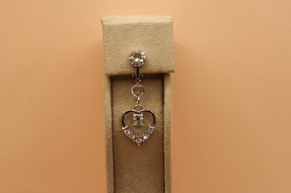 Heart dangling clip on belly piercing