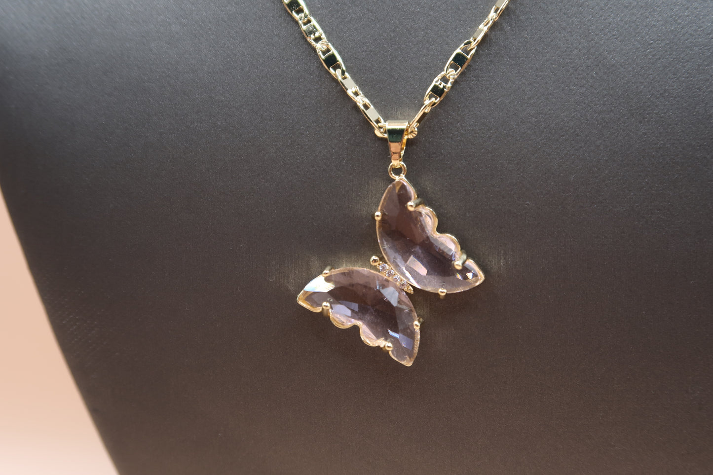 Light pink butterfly necklace