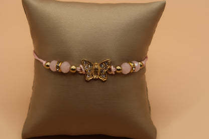 Virgin De Guadalupe Pink Butterfly Evil Eye Bracelet