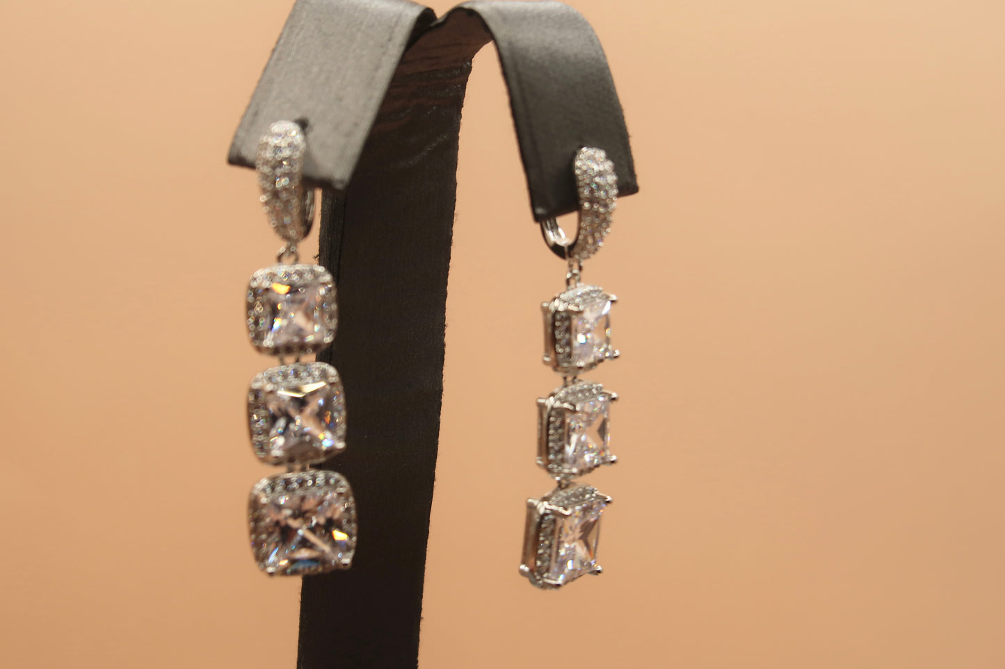 Diamond Silver Dangling Earrings