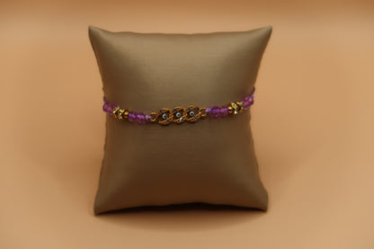 Small Round Evil Eye Diamond Bracelet Purple & Gold