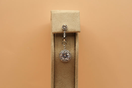 Simple Round Diamond Clip On belly piercing
