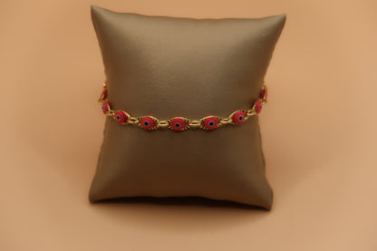 15 evil eye Pink & Gold bracelet