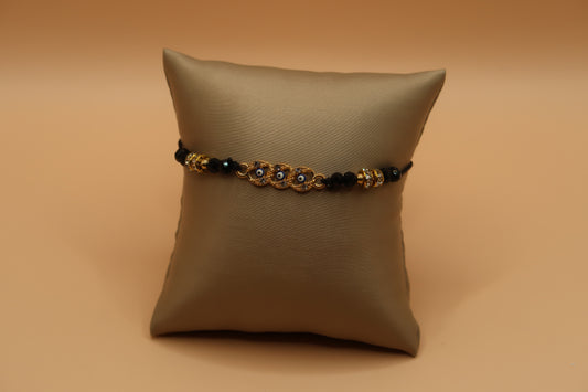 Small Round Evil Eye Diamond Bracelet Black & Gold