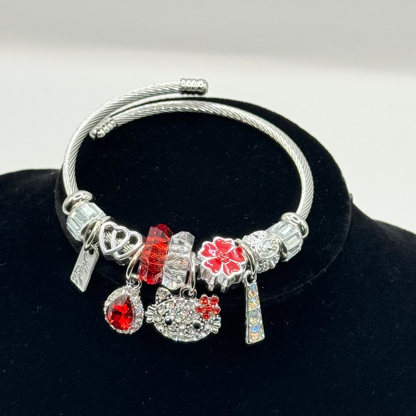 HK Red & Silver Charm Bracelet