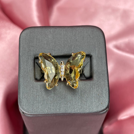 Yellow butterfly ring