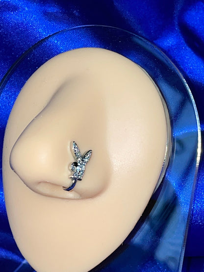 Silver PlayBoy Bunny nose cuff ring