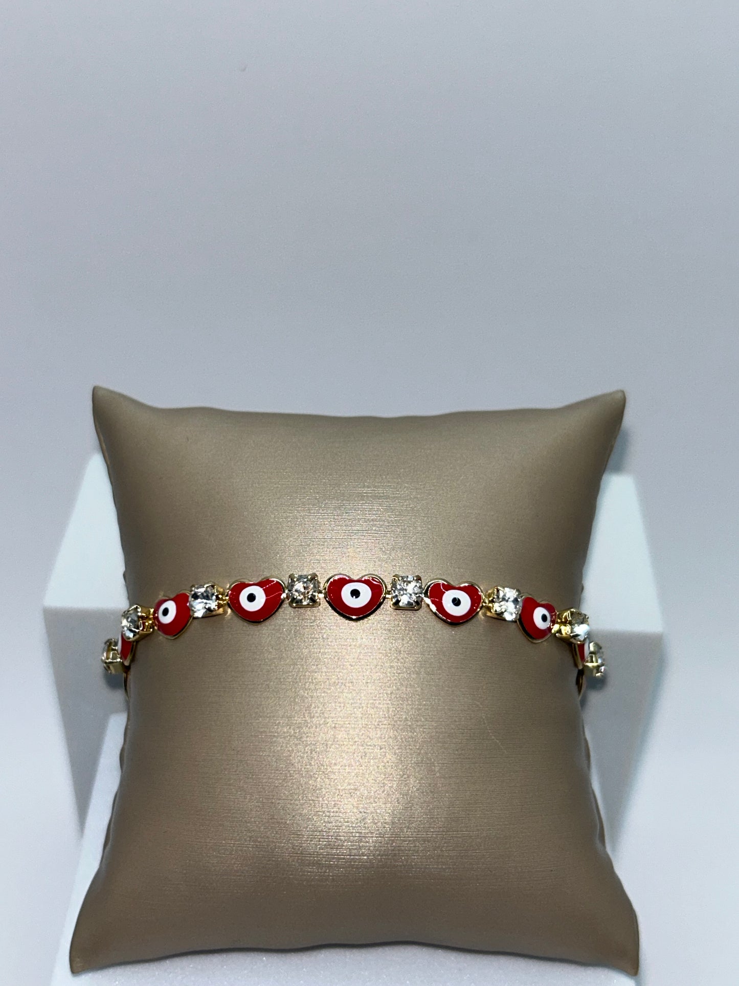 Red heart Righnstone Evil Eye Bracelet