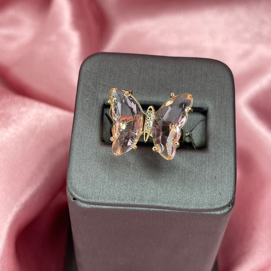 Light pink butterfly ring